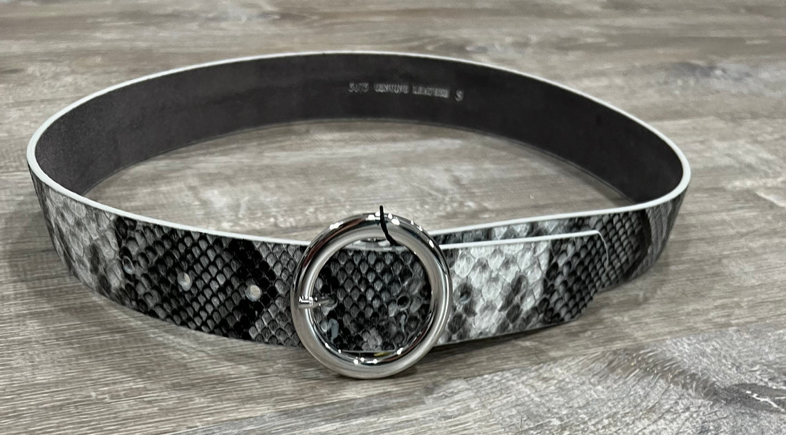 Grey/Silver Hue Snake Skin Pattern Belt With Silver Buckle  display picture 3