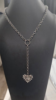 Sophia Heart Silver Medallion Necklace