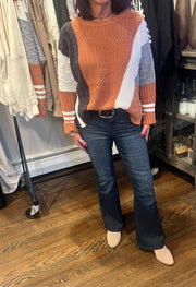 Sienna Multi Color Block Cable Knit Sweater