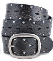 Vintage Embossed Studded Belt- Brown or Black Available