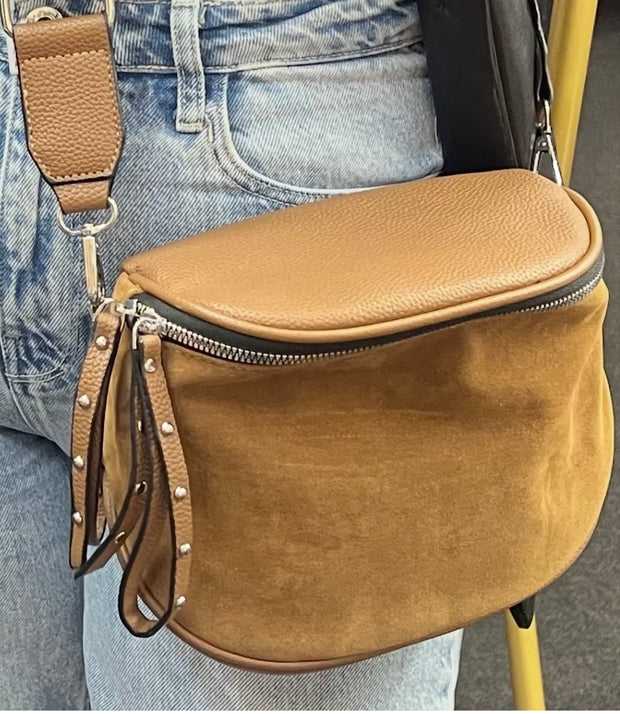 Khaki Faux Suede Crossbody