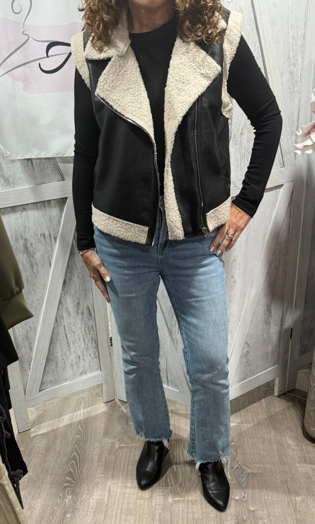 Faux Leather Inner Fur Vest- Available in Black and Sand Taupe