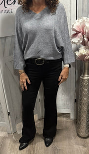 V Neck Super Soft Pullover Sweater- Available in Ivory & Grey