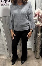 V Neck Super Soft Pullover Sweater- Available in Ivory & Grey