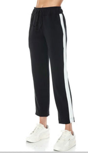 Black/Ivory Two Tone Scuba Straight Leg Elastic Waist Pant- Matching Top Available