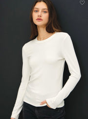 Super Soft Round Neck Long Sleeve Top- Available Black & Ivory