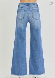 Tummy Control Wide Leg Jeans With Raw Hem- No Rips or Distressing