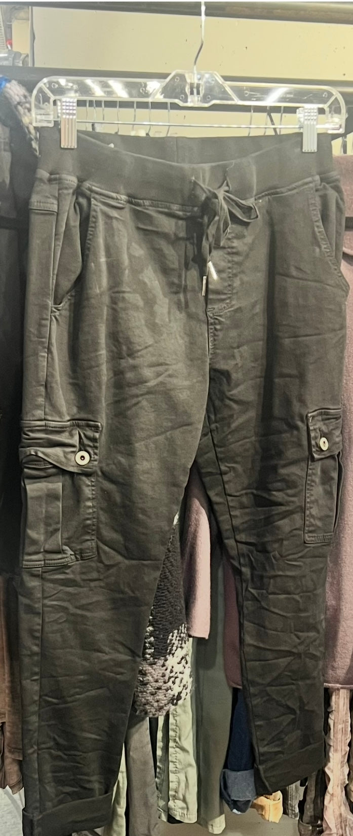 Black Pull On Cargo Pant