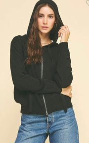 Black Zip Up Hoodie Cardigan Sweater