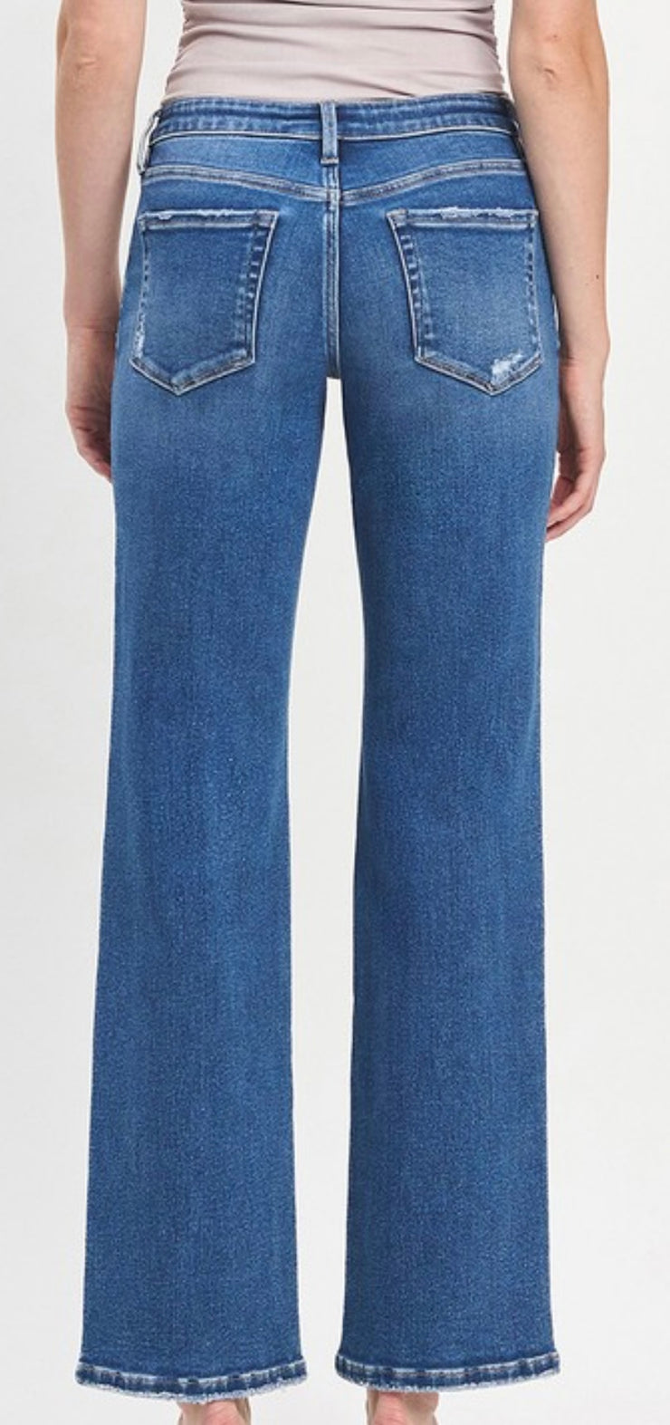 Mid Rise Straight Leg Jeans- No Rips