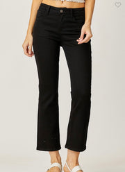 Black Mid Rise Ankle Bootcut Jeans