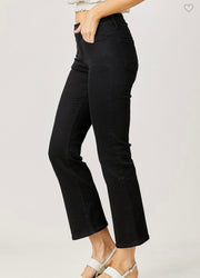 Black Mid Rise Ankle Bootcut Jeans