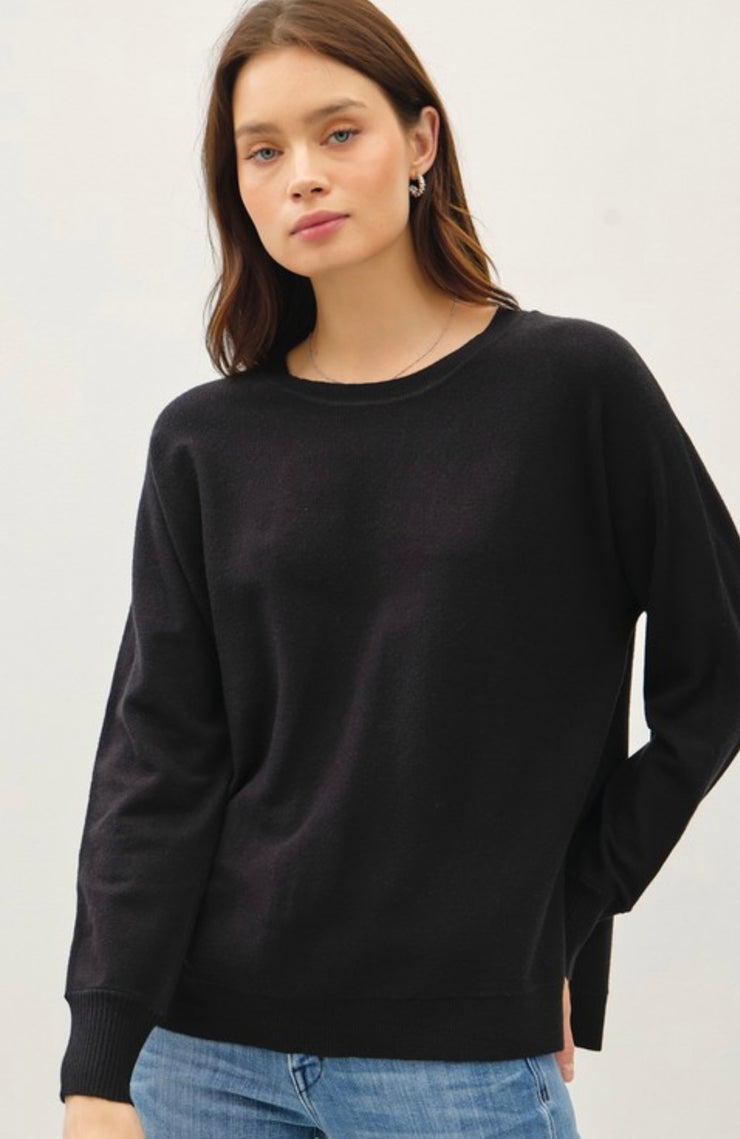 Black Relaxed Fit Basic Sweater