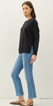 Black Relaxed Fit Basic Sweater