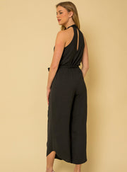 Black Halter Cropped Jumpsuit