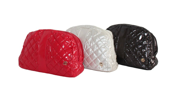 Red Berry Patent Quilted Cosmetic Bag- Also Available in Fig