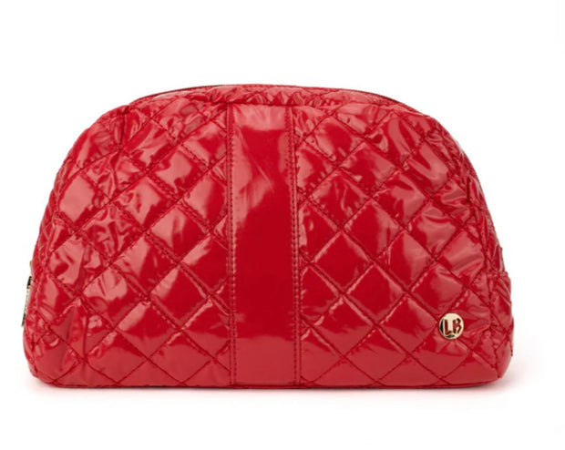 Red Berry Patent Quilted Cosmetic Bag- Also Available in Fig