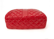 Red Berry Patent Quilted Cosmetic Bag- Also Available in Fig