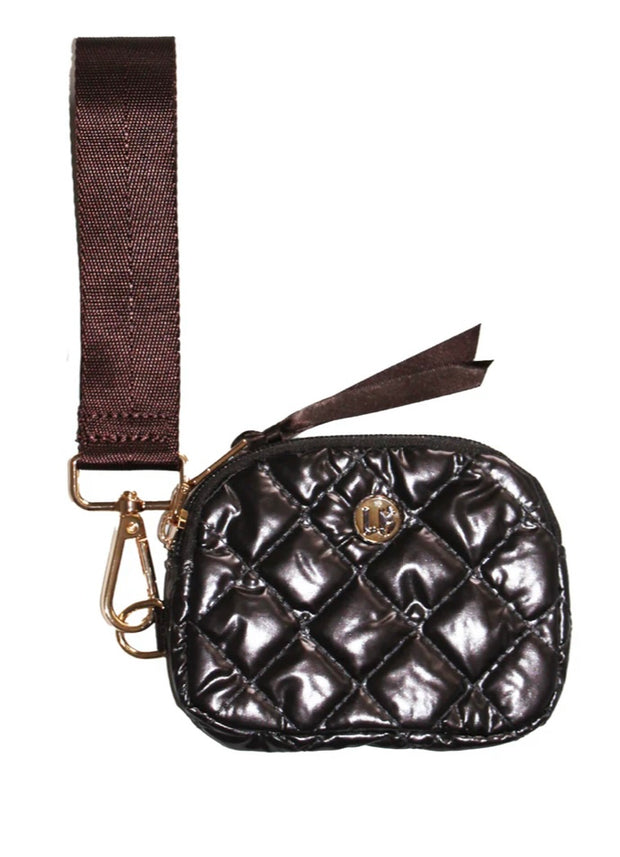 Fig Patent Quilted Wallet Keychain- Also available In Berry Red