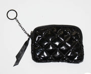 Black Diamond Quilted Patent Wallet Keychain- Also Available in Champagne