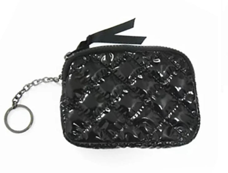 Black Diamond Quilted Patent Wallet Keychain- Also Available in Champagne