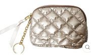 Champagne Diamond Quilted Patent Wallet Keychain- Also Available in Black