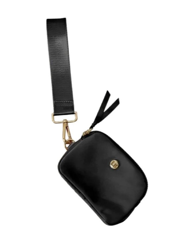 Black Nylon Keychain Wallet With Wristlet Attachment