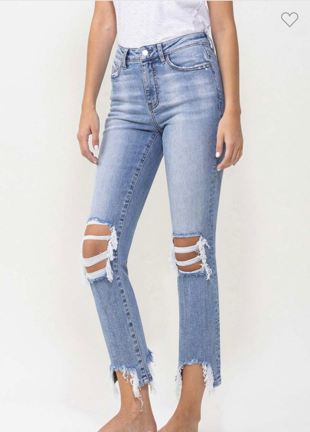 High Rise Kick Flare Jeans in Comfort Stretch Denim