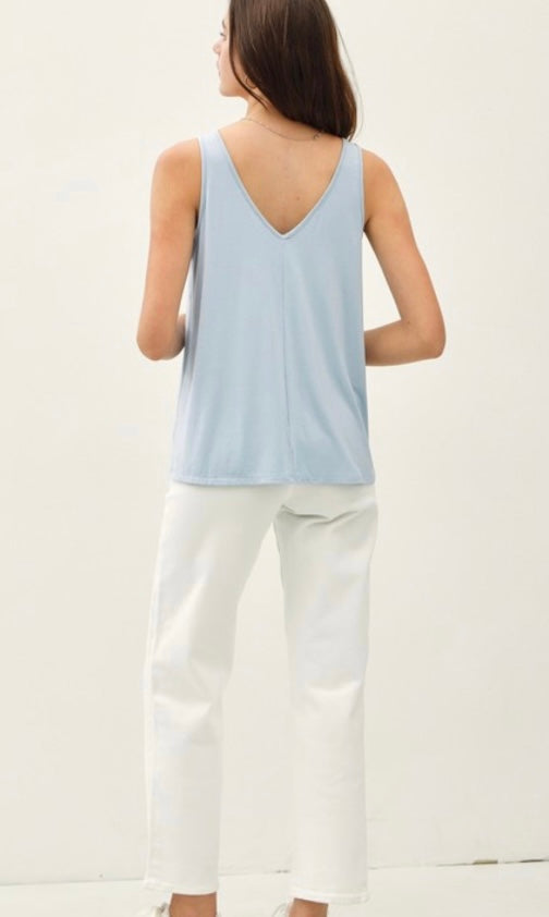Flowy Modal V Neck Tank- Available in Black & Sky Blue