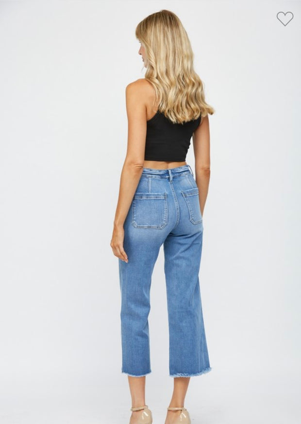 High Rise Crop Wide Leg Jeans