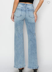 Distressed Detail Wide Leg Jeans