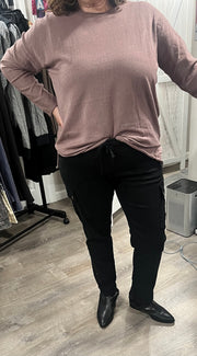 Light Plum Crew Neck Long Sleeve Top