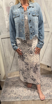 Ivory/Grey Floral Print Maxi Dress