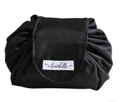 Jet Black Lay Flat Cosmetic Bag