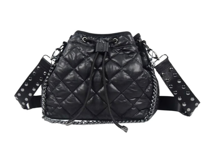 Black Quilted Bucket Bag