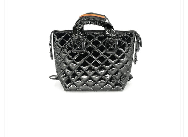 Small Quilted Puff Bag- Available in Black & Black Patent
