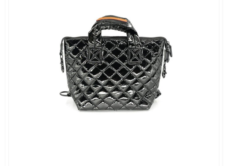 Small Quilted Puff Bag- Available in Black & Black Patent