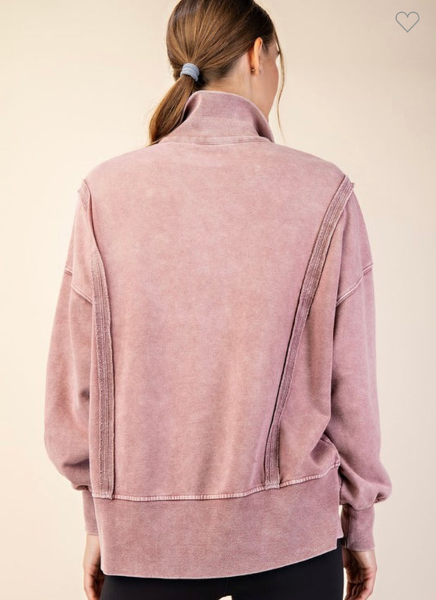 Mineral Washed Spiced Chai French Terry Henley Sweatshirt