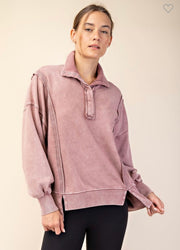 Mineral Washed Spiced Chai French Terry Henley Sweatshirt