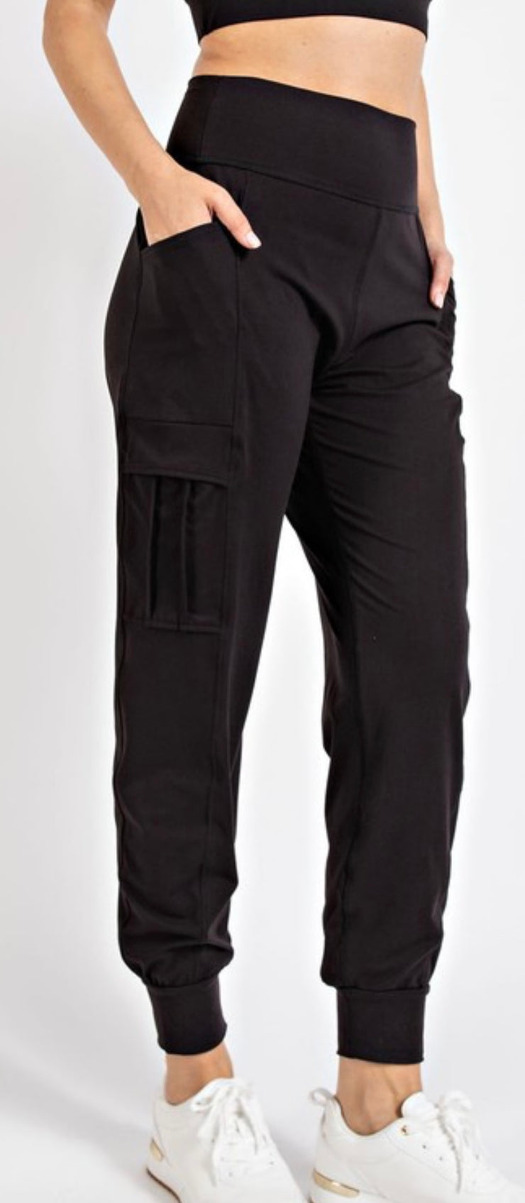 Black Butter Fabric Joggers With Side Pocket