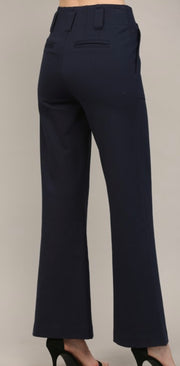 Black Ponte Flare Pants With Two Front Pockets