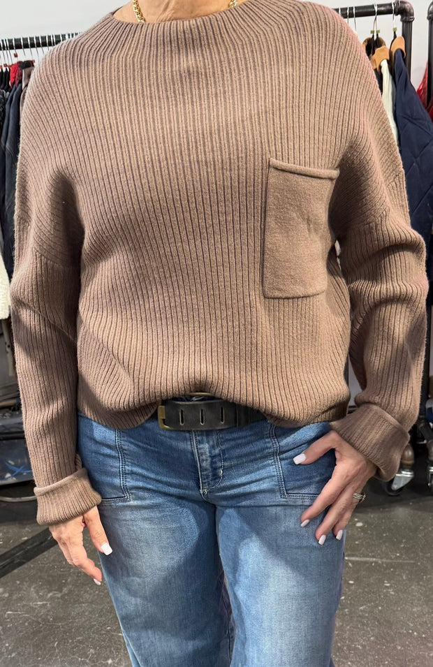 Ribbed Super Soft Mock Neck Pocket Sweater- Available in 3 Colors!