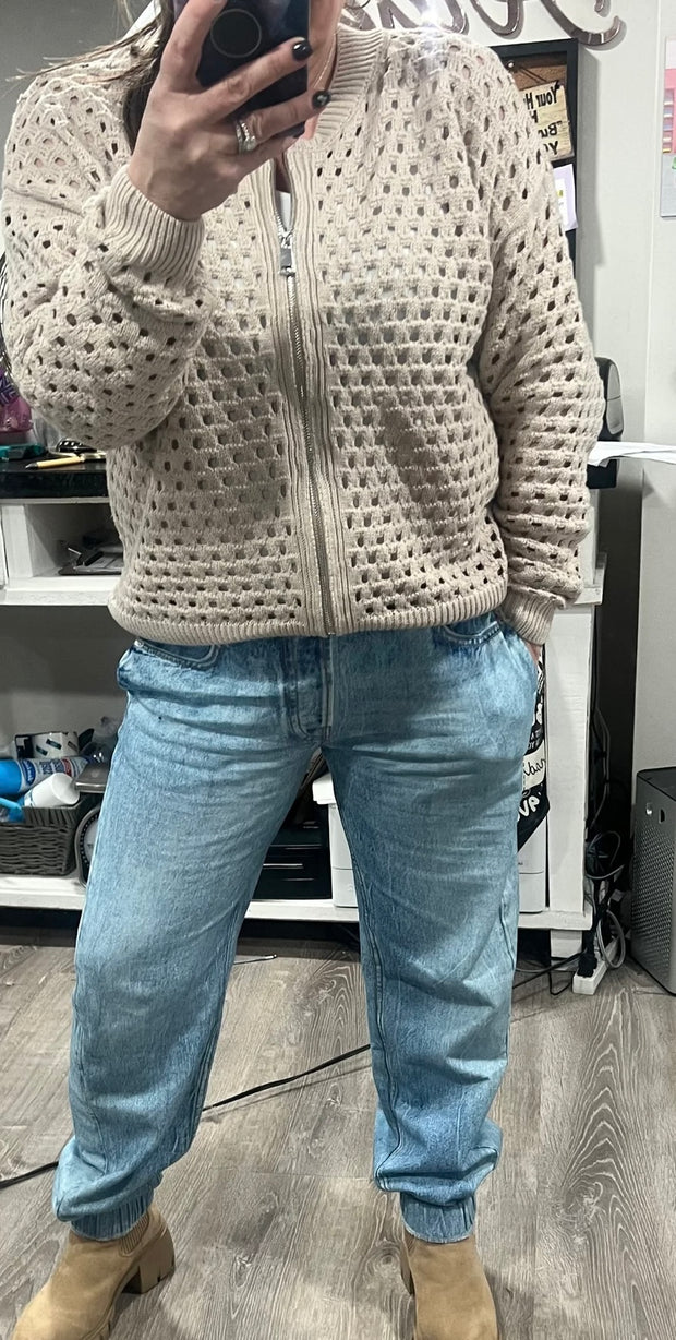 Light Wash Faux Denim Jogger Jean