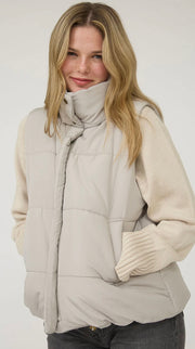Solid Zip Up Puffer Vest