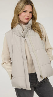 Solid Zip Up Puffer Vest