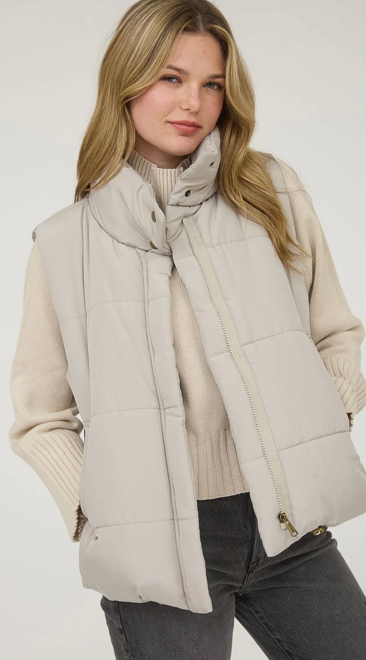 Solid Zip Up Puffer Vest