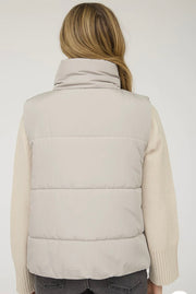 Solid Zip Up Puffer Vest