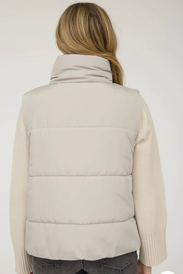 Solid Zip Up Puffer Vest