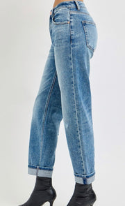 Boyfriend Distressed Jeans With Slight Distressing- Ankle Length