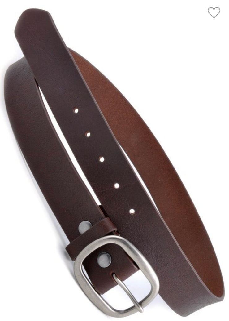 Genuine Leather Single Silver Buckle Belt- Available in Black or Brown